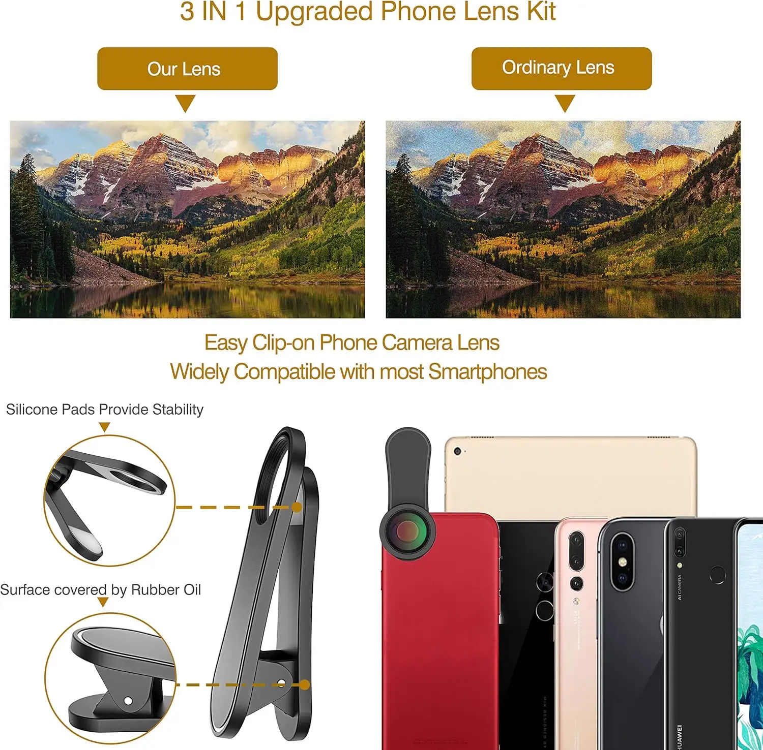 LEKNES Upgraded 3 in 1 Phone Camera Lens kit-198° Fisheye Lens + Macro Lens + 120° Wide Angle Lens - 91MAVO2O5CL._AC_SL1500_